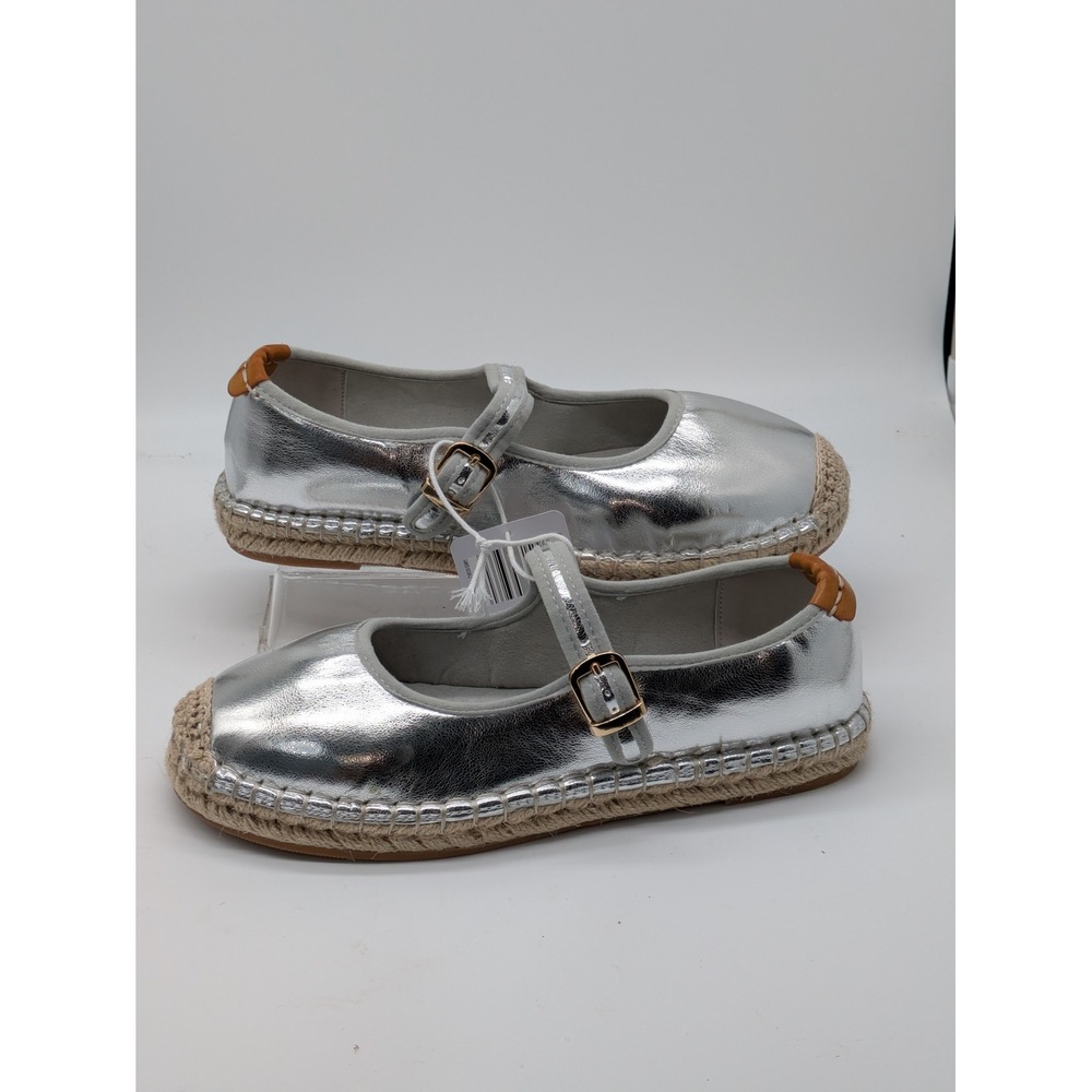 Serra Womens Size 10 Silver Metallic Mary Jane Espadrille Flats NWT